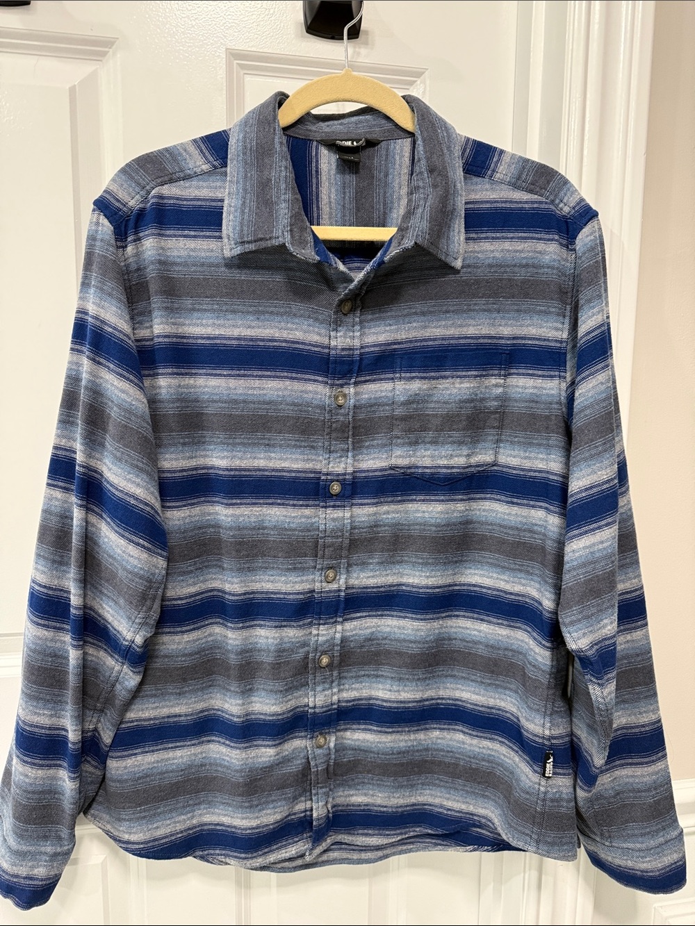 Eddie Bauer Blue and Gray Striped Casual Shirt